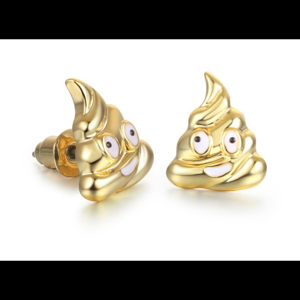 18K Gold Pile Of Poop Emoji Earrings